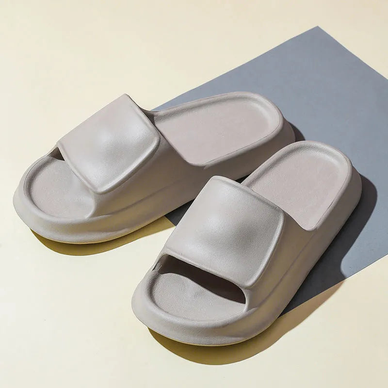 Soft EVA flip-flop slippers with thick non-slip sole in multiple colours on a white background.