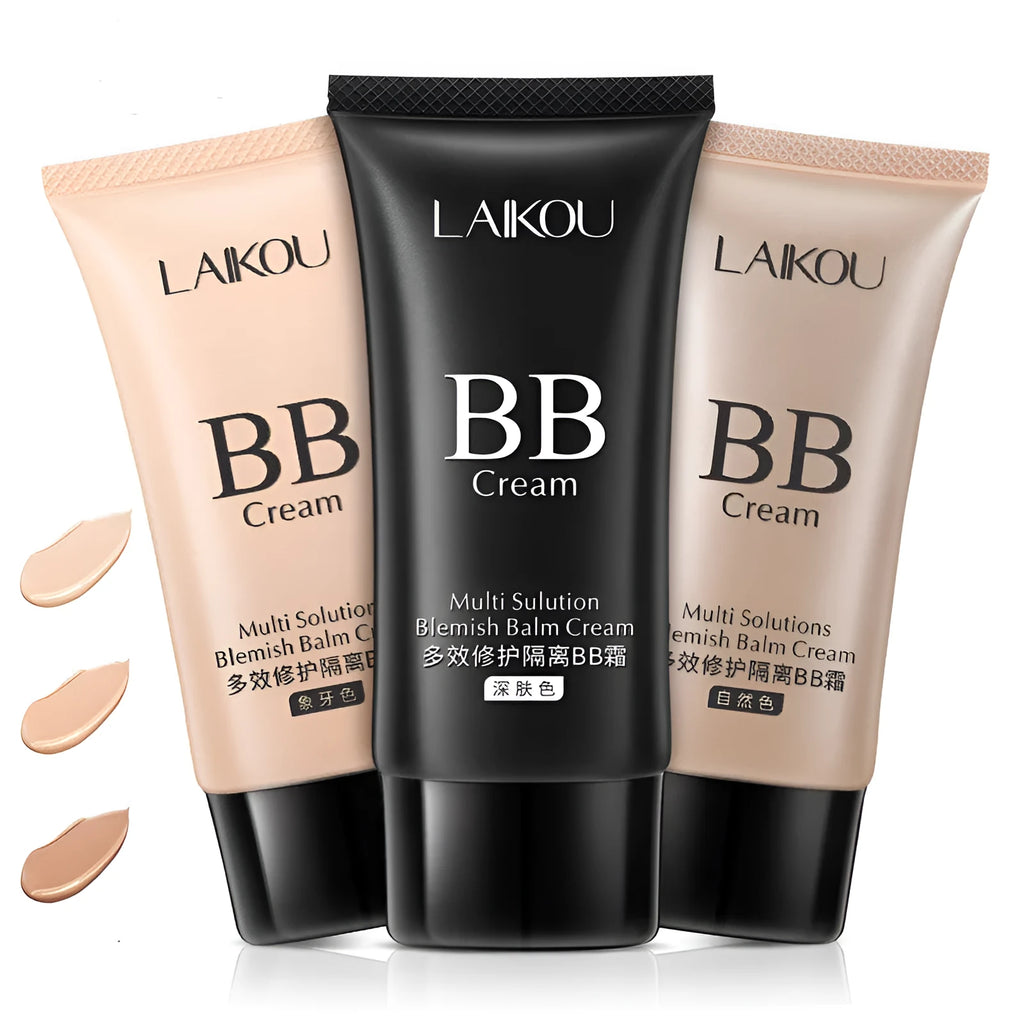 Lycome Repair and Isolate BB Cream liquid foundation in three shades Dark complexion, Ivory, Natural color