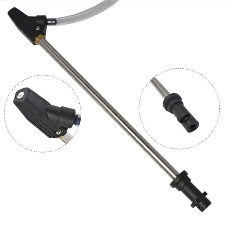 Ceramic derusting nozzle with stainless steel handle and copper connector for Karcher K series pressure washers.