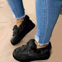 Women's casual cotton velvet slip-on shoes with round toe and non-slip rubber sole in multiple colours