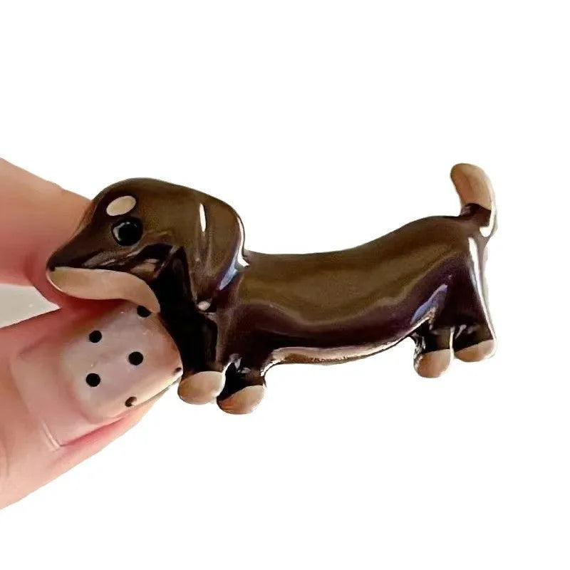 Dachshund dog design hair barrettes with electroplated finish on mixed materials