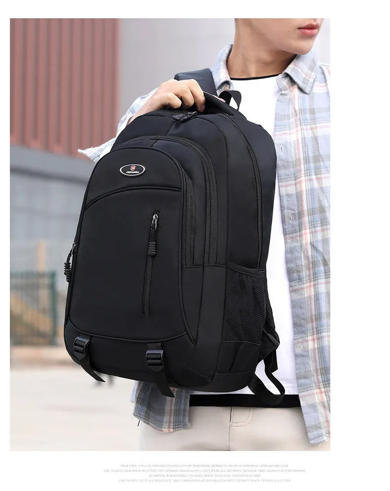 Waterproof nylon school backpack in urban style with airpillow straps and contrast colour details