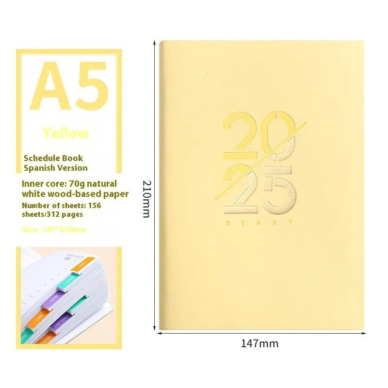 Soft leather A5 daily schedule book with 150 sheets in multiple colour options