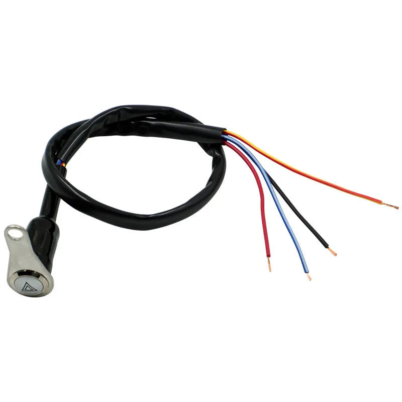 Black stainless steel motorcycle double flashing switch with light ring indicator and 7mm installation aperture