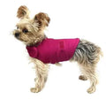 Brown brocade cotton dog tank top for anxiety relief shown on a pet