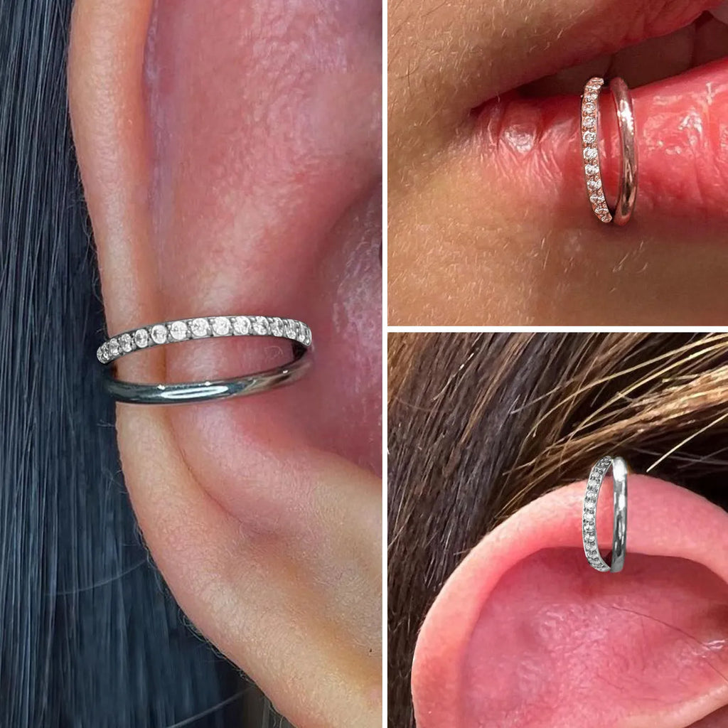 Titanium alloy nose ring body jewellery showing colour options and size variations