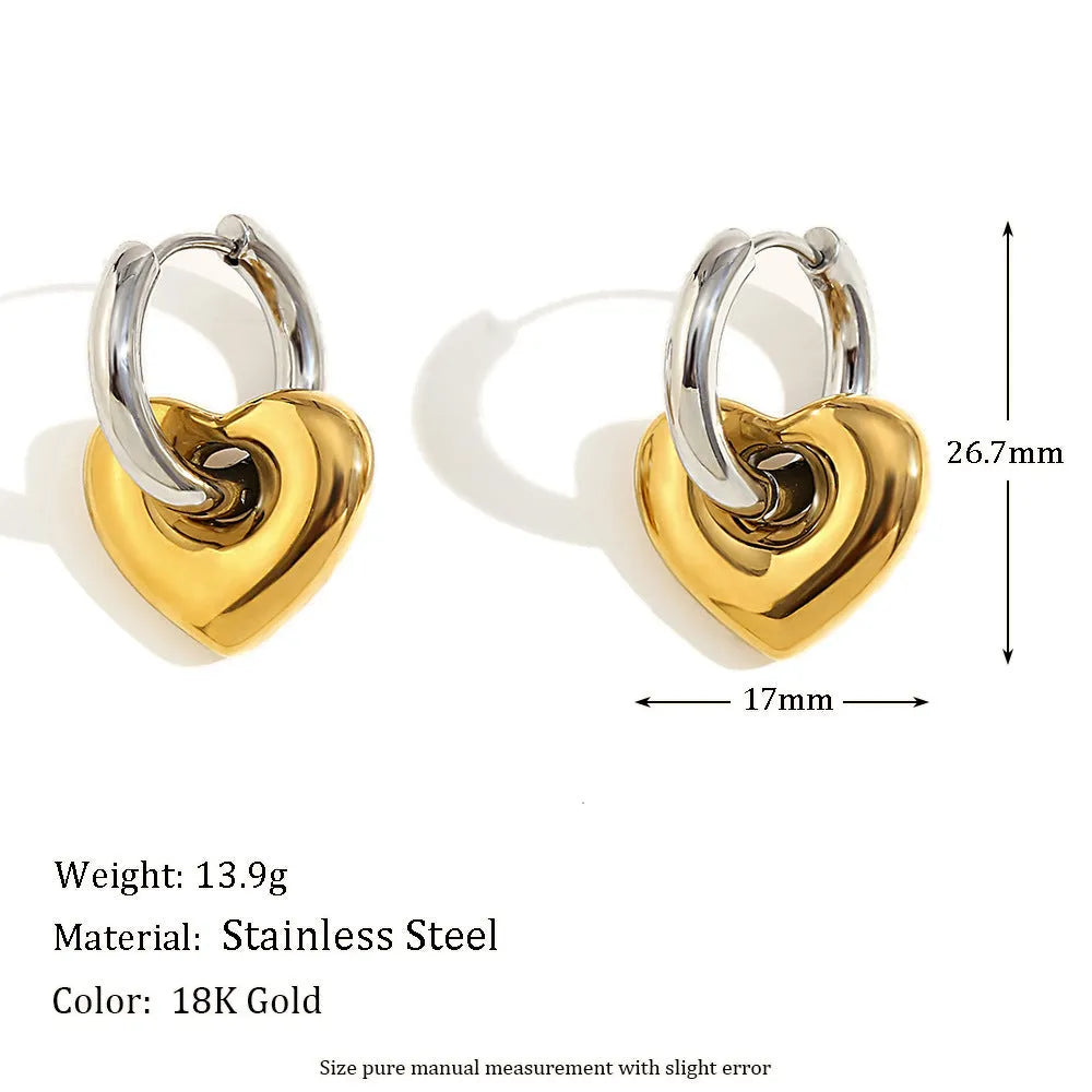 Gold electroplated jewellery set with geometric circle earrings, matching necklace and bracelet