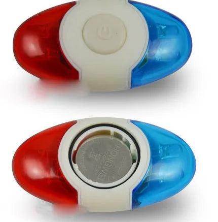 Red and blue 4 LED tail light with adjustable base for bicycle safety