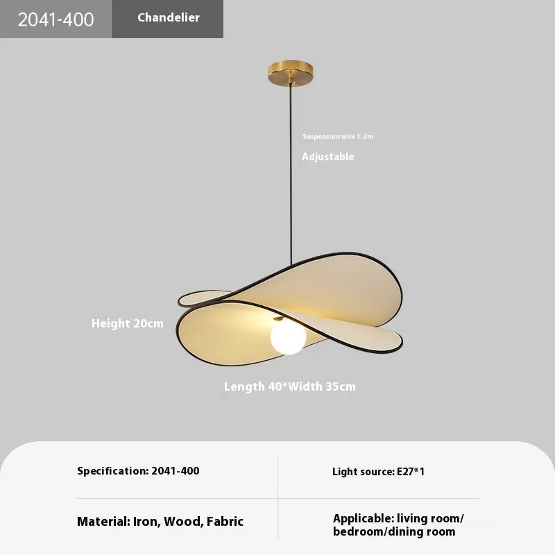 French style artistic fabric chandelier pendant light in modern simplicity design for bedroom ceiling