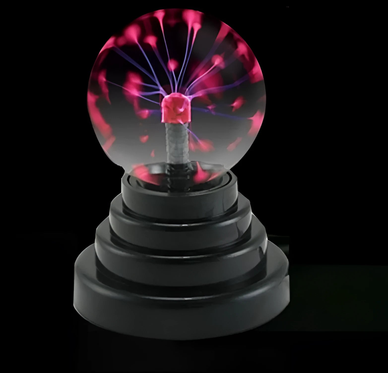 Colourful LED magic ball light with 7.62cm glass sphere on ABS base, USB powered