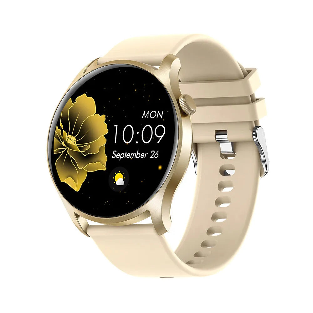 Bluetooth smart watch with heart rate and blood pressure monitoring on a silicone wristband