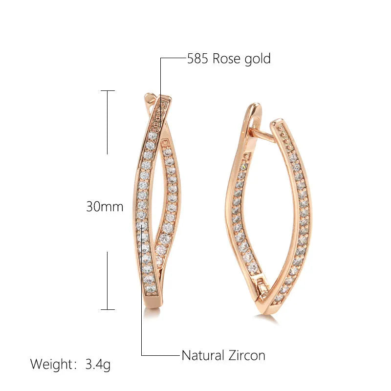 Copper geometric stud earrings with zircon details in H0493 colour.