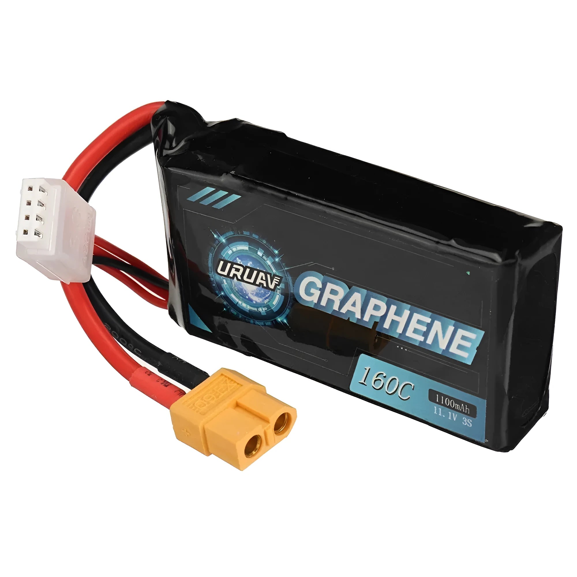 RC 7.4V 1200mAh lithium battery for model cars and ships, dimensions 15x36x70mm.