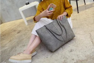 Black and grey PU leather simple fashion shoulder bag with adjustable strap