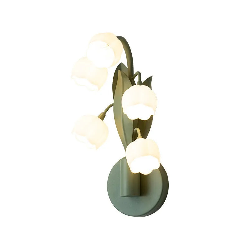 Modern French pastoral wall lamp with Nordic style PC shade and green tricolour light