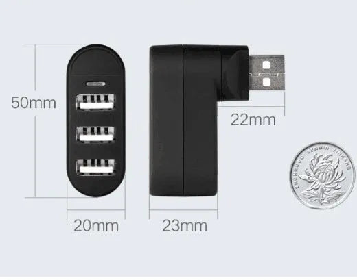 USB 2.0 hub splitter with four ports available in black or white colour options