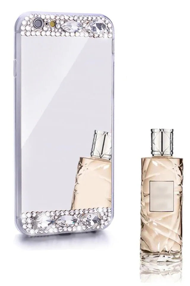 Gold rhinestone decorative silicone back cover case on a Huawei P30 Pro mobile phone.