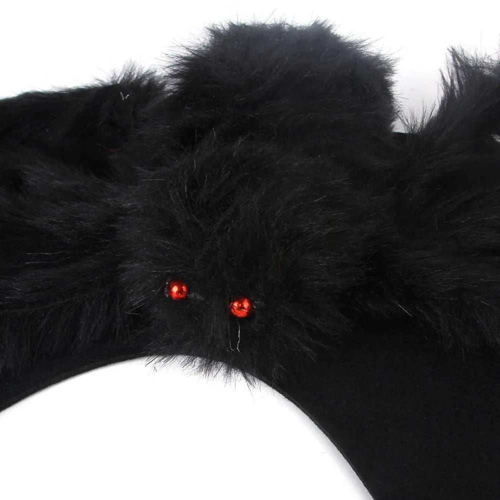 Pet cat dog Halloween creative spider costume in red black cotton fabric on a small dog