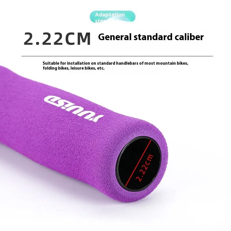 Mountain bike soft sponge handle covers in black, purple and biange colours showing ultra-light 41g design