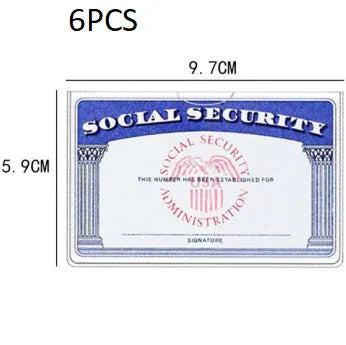 Clear transparent PVC card holder for social security and ID cards, size 9.7 by 5.9 centimetres.