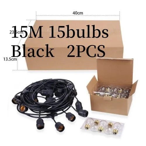 Black LED fairy light decoration string with EU plug for indoor and outdoor lighting