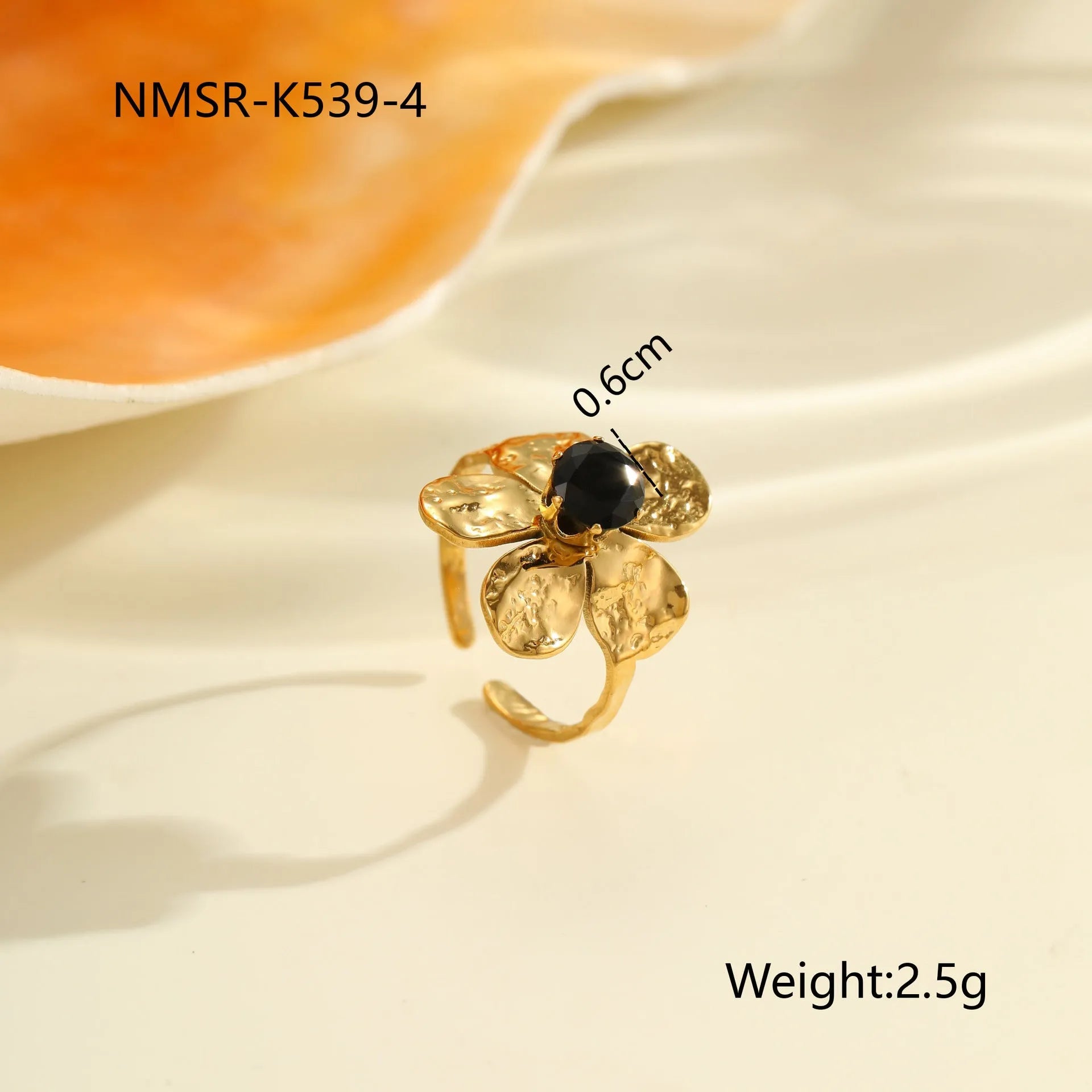 Women's titanium steel ring with geometric open mouth design and inlaid zircon stones