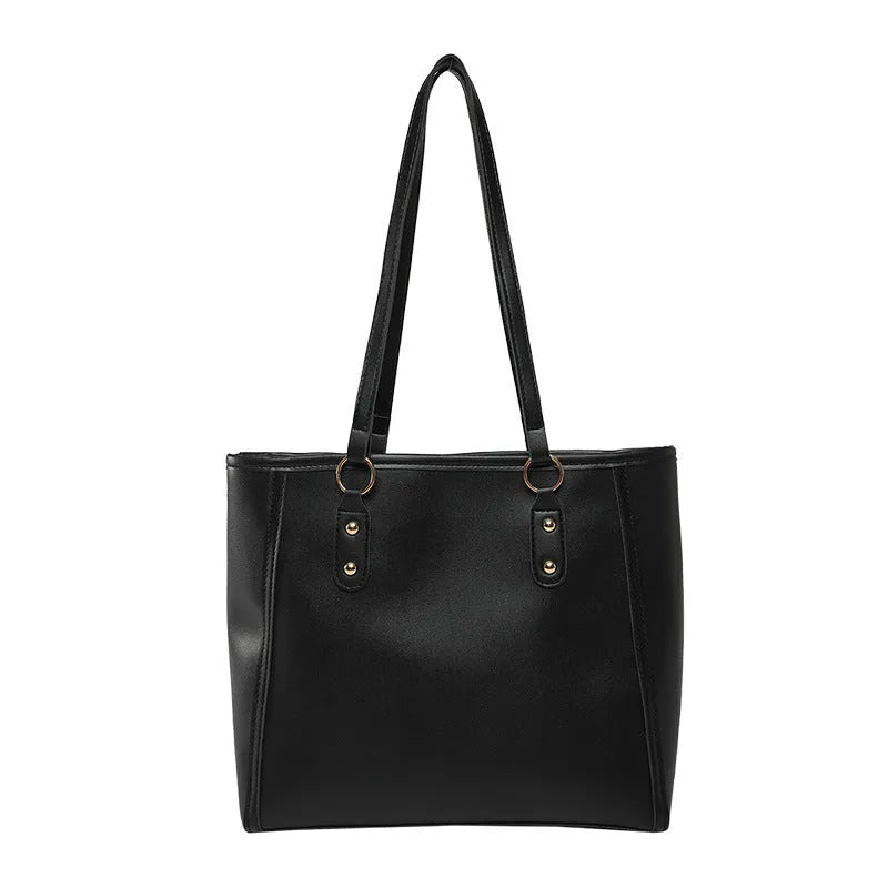 Korean style black PU shoulder underarm bag with horizontal square suitcase shape