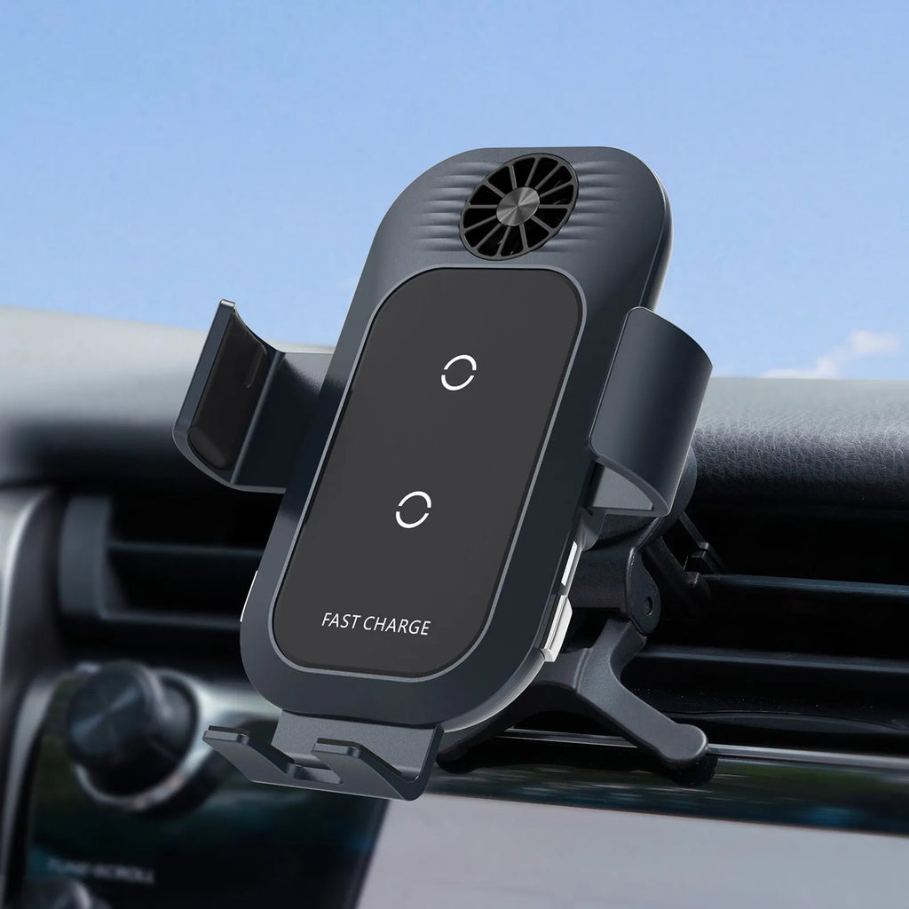 C35 colour car wireless charger phone holder with suction cup mount and automatic clamping