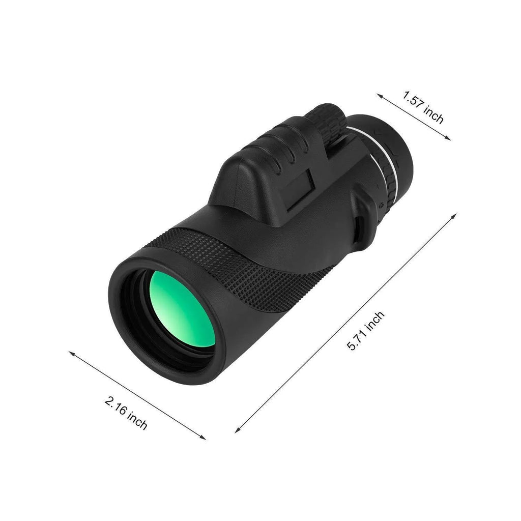 Black 40x60 cellphone telescope monocular with waterproof design and FMC coated optics
