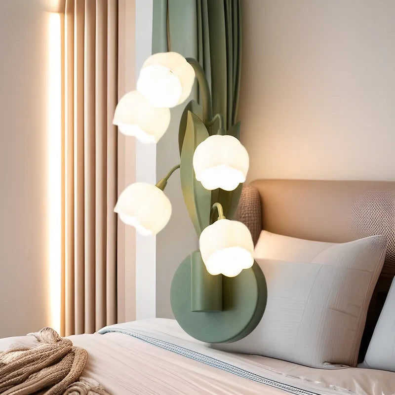 Modern French pastoral wall lamp with Nordic style PC shade and green tricolour light