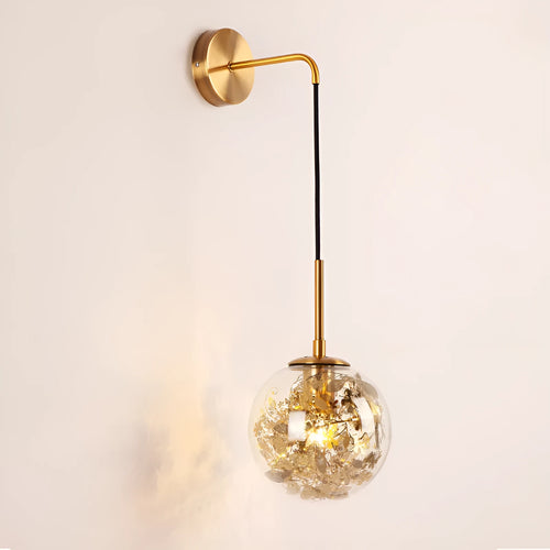 Modern glass shade wall lamp in gold or silver finish for bedside lighting