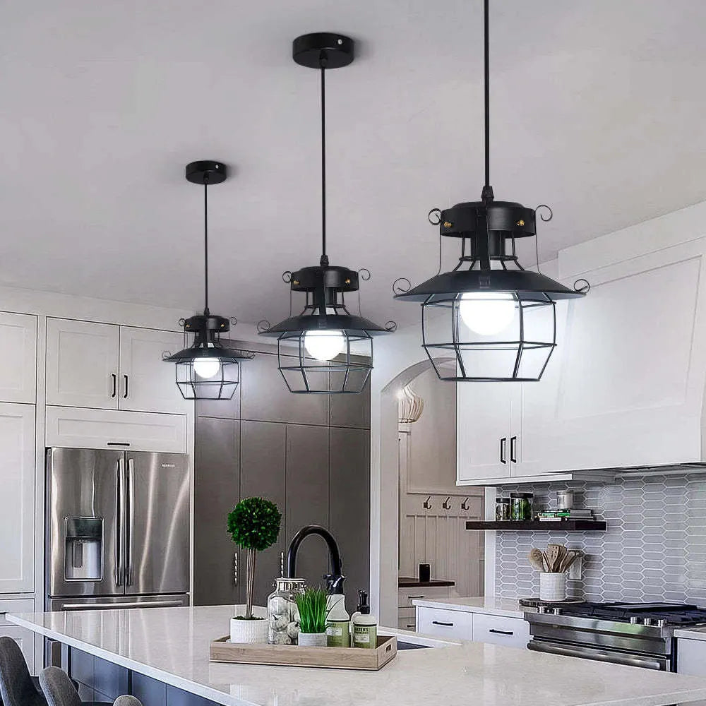 Retro iron droplight lantern with single head design for corridor and restaurant lighting