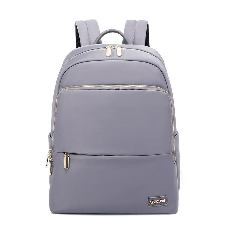 Oxford cloth women's backpack in black or purplish grey with large capacity and waterproof features