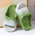 Gradient colour PVC slippers for children on a white background, showing European style design.