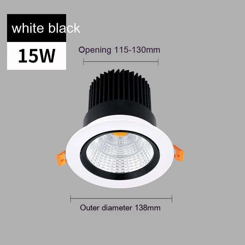 White aluminium LED recessed ceiling spotlight with three colour light settings