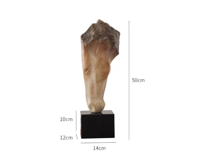 French retro style abstract horse head art sculpture with carved surface, 50 cm tall desktop ornament.