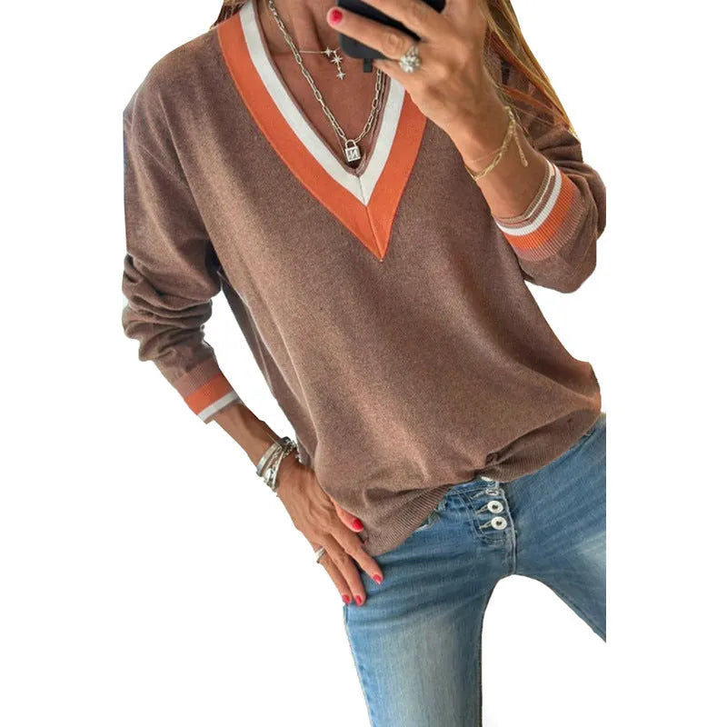 Casual loose knitted top for women in solid colour, polyester pullover sweater, available in sizes S to XL
