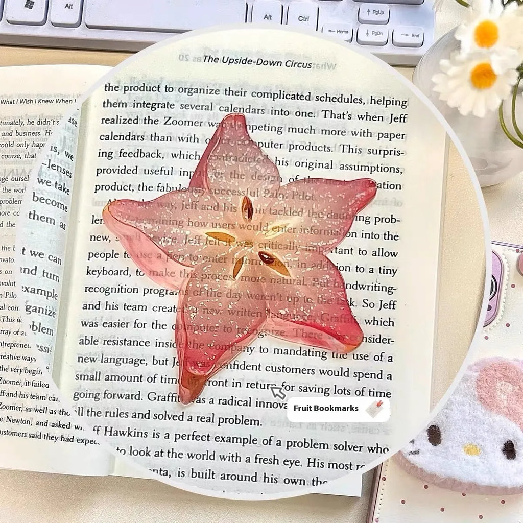 Cute plastic fruit bookmark with fixed photo holder in watermelon red colour measuring approximately 8-10cm