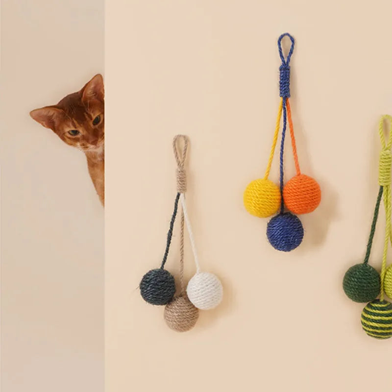 Cat toy set with four different interactive toys including teaser stick and catnip balls