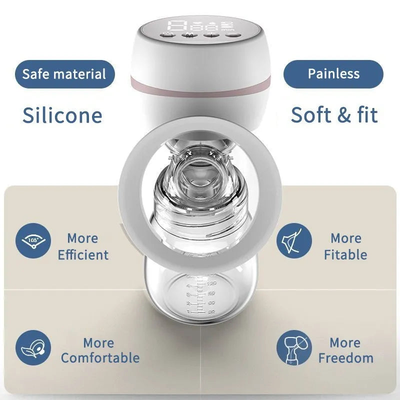 Electric breast pump automatic milking device in compact design with built-in lithium battery and USB power