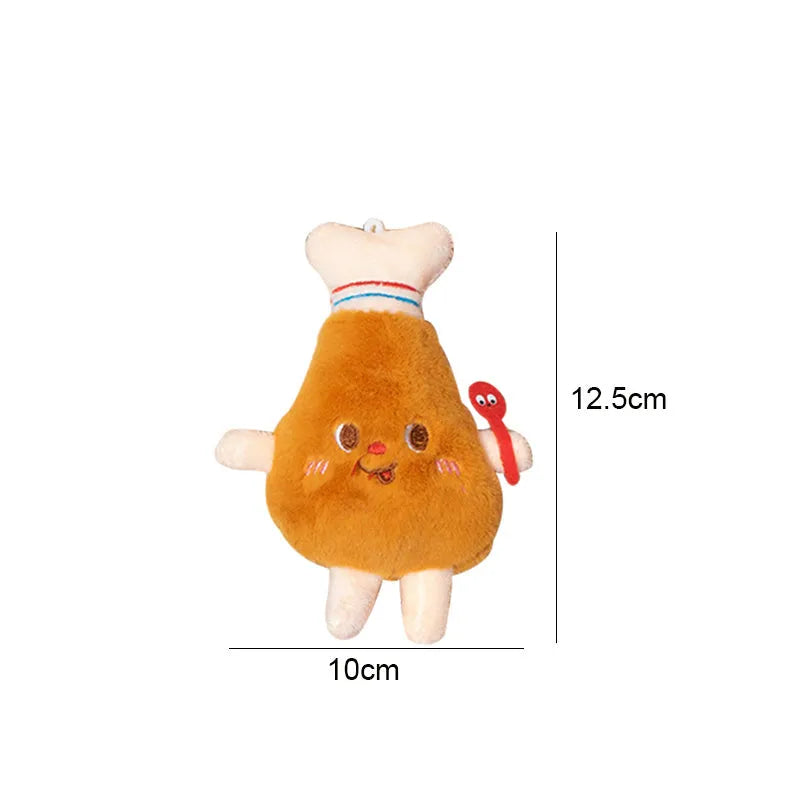 Assorted fast food shaped cat chewing toys including hamburger, chicken leg, bread, fries, and hot dog designs