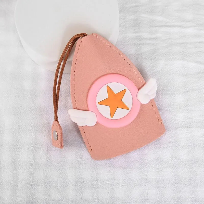 Colourful cartoon pull-out key case for car keys with PU leather construction