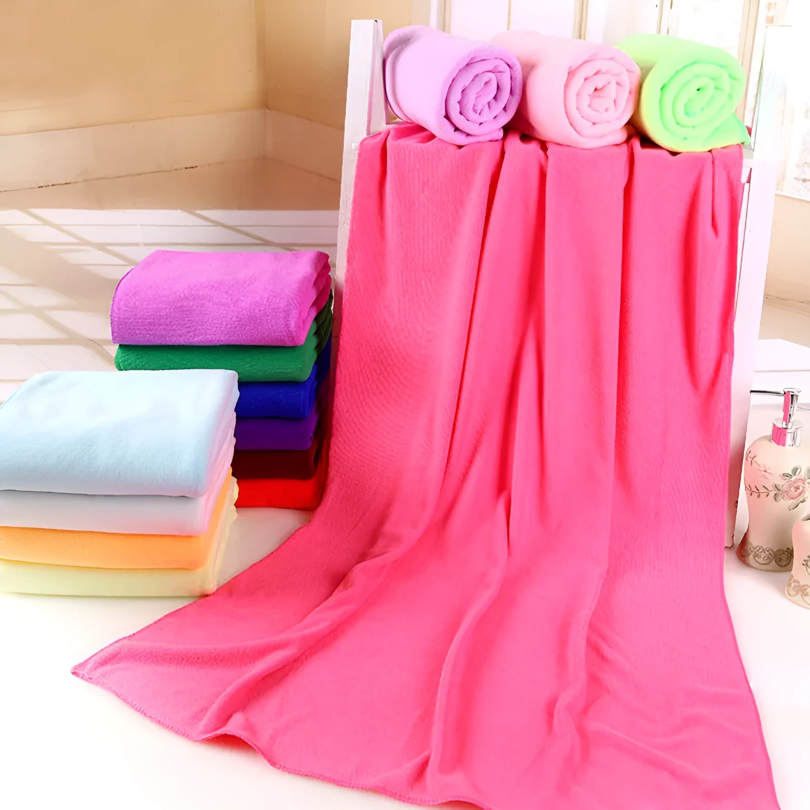 Microfiber bath towel 70x140cm in nine colours for travel gym and beach use