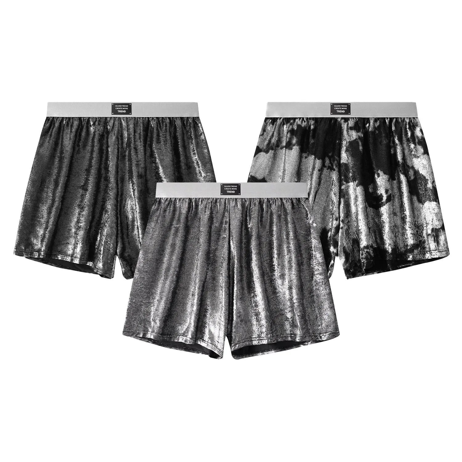 Galaxy reflective woven sportswear underwear in loose-fit casual design with mid-waist construction