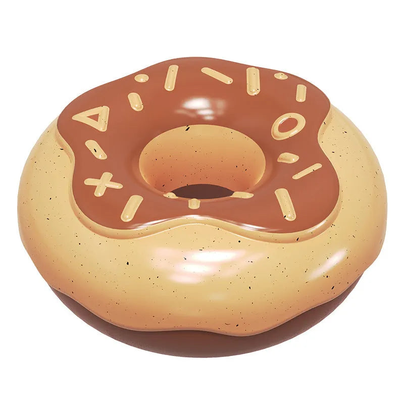 Donut-shaped TPR rubber dog toy with molar teeth cleaning sound in chocolate brown colour