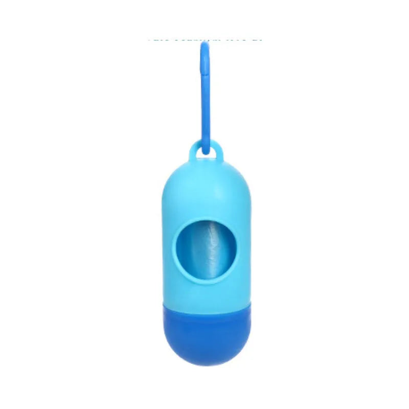Roll of coloured disposable pet waste bags showing black, blue, green, light blue, pink, and purple options.