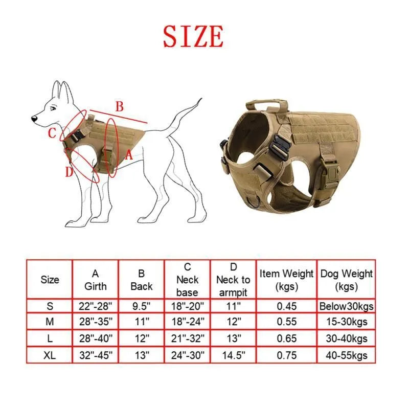 Polyester tactical dog training vest 6-piece set in camouflage and solid colours
