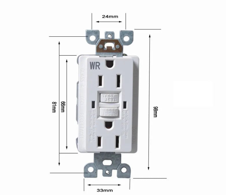 American Standard Fault Grounding Protector Socket 6 Holes 20A Rated Power Plastic Construction LTG20WR Model for Electrical Safety Protection Power Strip Style Outlet