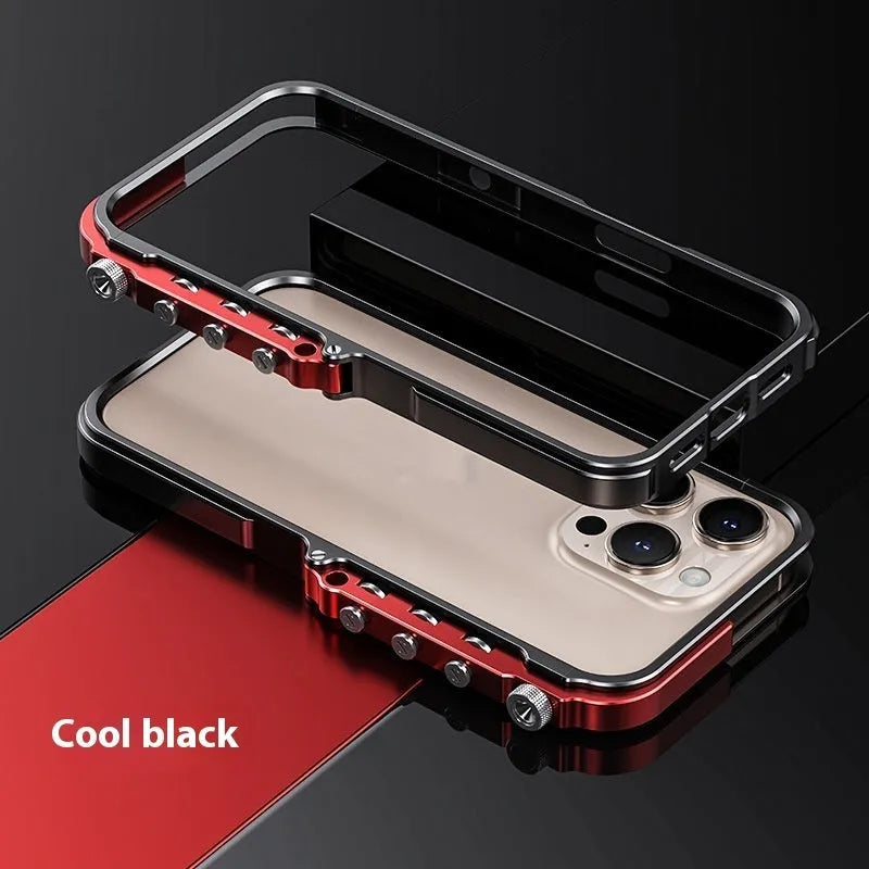Metal phone case with aluminium alloy frame for Apple 15PRO MAX in Black Red colour option