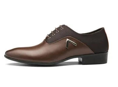 Men's black business casual oxford shoes with artificial leather upper and rubber sole